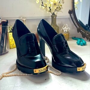 Karl Lagerfeld Oxford High Heel Loafer